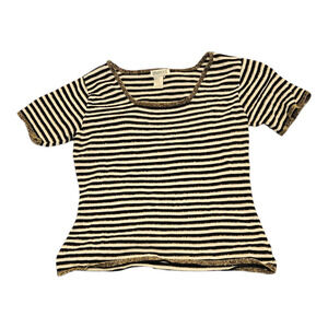 Semplice Small Black and White Short Sleeve Striped Shirt